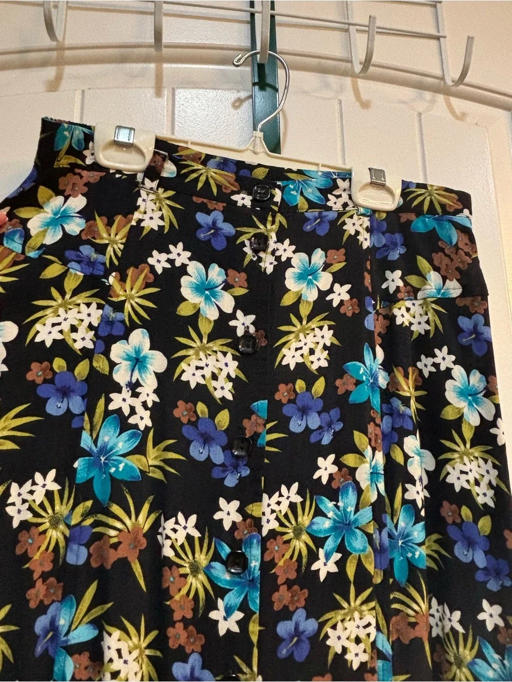Vintage Floral Print Button-Front Midi Skirt and Matching Shirt Set | Sz SP